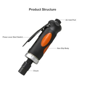 Die Grinder, Compact Pneumatic Straight Air Grinder 1/4 Inch Air Tools for Grinding, Cutting, Polishing, Welding Repair, Deburring