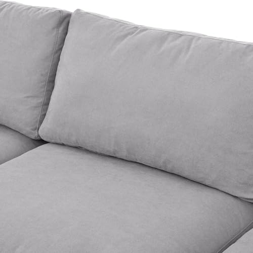 Ball & Cast 113" Modern Upholstery Convertible Sectional Sofa with Adjustable Footrest,Cozy Reversible Chaise Couch W/Sloped Armrest,Deep Seat Design,Modular Furniture for Livingroom Home,Gray