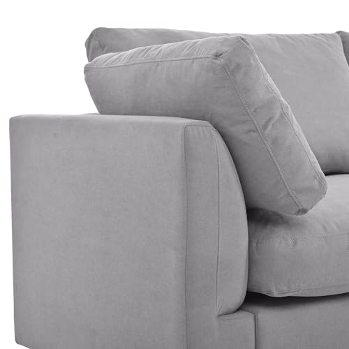 Ball & Cast 113" Modern Upholstery Convertible Sectional Sofa with Adjustable Footrest,Cozy Reversible Chaise Couch W/Sloped Armrest,Deep Seat Design,Modular Furniture for Livingroom Home,Gray