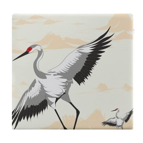 HMNBCD Square Cushion Japanese Crane Printed Floor Cushions Chair Cushion for Dining Chairs Outdoor Seat Cushions for Home Office and Patio Garden Furniture Decoration