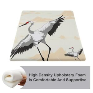 HMNBCD Square Cushion Japanese Crane Printed Floor Cushions Chair Cushion for Dining Chairs Outdoor Seat Cushions for Home Office and Patio Garden Furniture Decoration