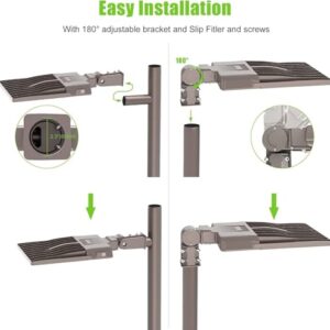 OPENLUX 4 Pack 320W LED Parking Lot Light with Photocell 48000LM LED Shoebox Pole Lights Slip Fit Mount Flood Lights UL Listed 5000K IP65 Outdoor Street Court Commercial Lighting AC 100-277V