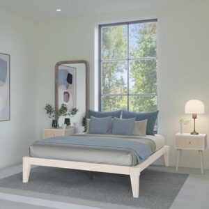 chalipa basic bed frame without headboard - ivory white - queen