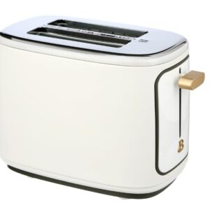 Drew Barrymore White Icing 2-Slice Toaster with Touch-Activated Display