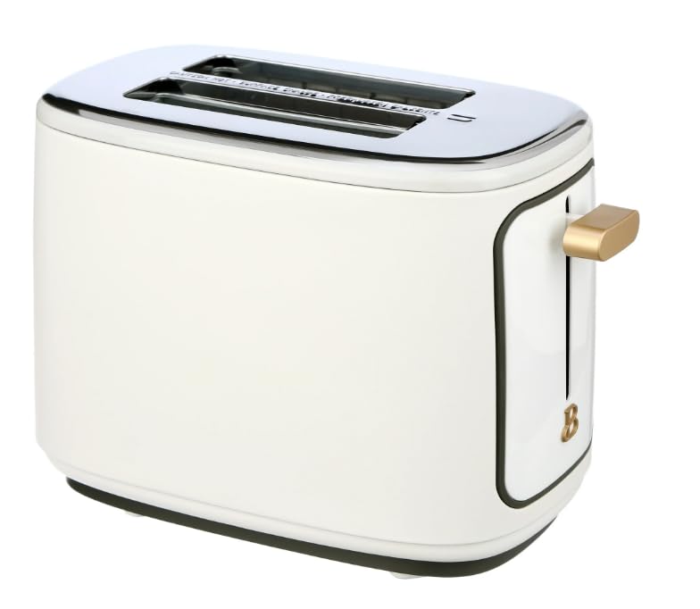 Drew Barrymore White Icing 2-Slice Toaster with Touch-Activated Display