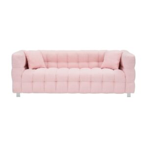 QSOSTNS Teddy Fleece Sofa 80 Inch Couch, Perfect for Living Room or Bedroom, Complete with Two Throw Pillows and Sturdy Hardware Foot Support (Pink)