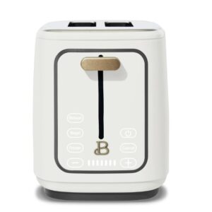 Drew Barrymore White Icing 2-Slice Toaster with Touch-Activated Display