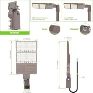 OPENLUX 4 Pack 320W LED Parking Lot Light with Photocell 48000LM LED Shoebox Pole Lights Slip Fit Mount Flood Lights UL Listed 5000K IP65 Outdoor Street Court Commercial Lighting AC 100-277V