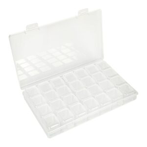 cchude 28 grids plastic bead storage box diamond art box transparent small item organizer case clear craft organization box compartment container for diy jewelry