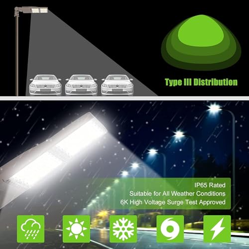 OPENLUX 4 Pack 320W LED Parking Lot Light with Photocell 48000LM LED Shoebox Pole Lights Slip Fit Mount Flood Lights UL Listed 5000K IP65 Outdoor Street Court Commercial Lighting AC 100-277V