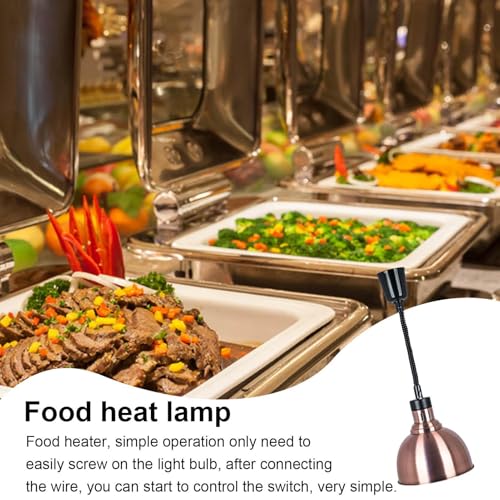 Food Heat Lamp | 200W Bulbs, Adjustable Professional Commercial Food Service Heat Lamp,Round Lampshade, Electric Catering Heat Lamp for Restaurant Buffet Home Kitchen 110V, 25CM