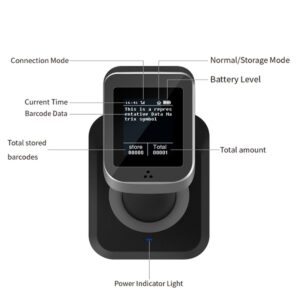 2D QR Bluetooth Barcode Scanner with Screen Display with Charging Base,3 in 1 Compatible with Bluetooth & 2.4GHz Wireless & Wired Connection with 1.8 inch TFT Color LCD Screen