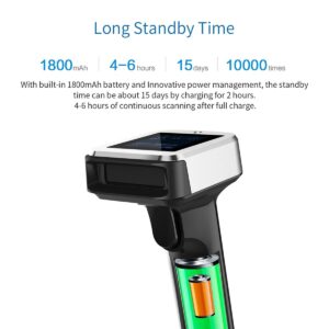 2D QR Bluetooth Barcode Scanner with Screen Display with Charging Base,3 in 1 Compatible with Bluetooth & 2.4GHz Wireless & Wired Connection with 1.8 inch TFT Color LCD Screen