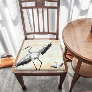 HMNBCD Square Cushion Japanese Crane Printed Floor Cushions Chair Cushion for Dining Chairs Outdoor Seat Cushions for Home Office and Patio Garden Furniture Decoration