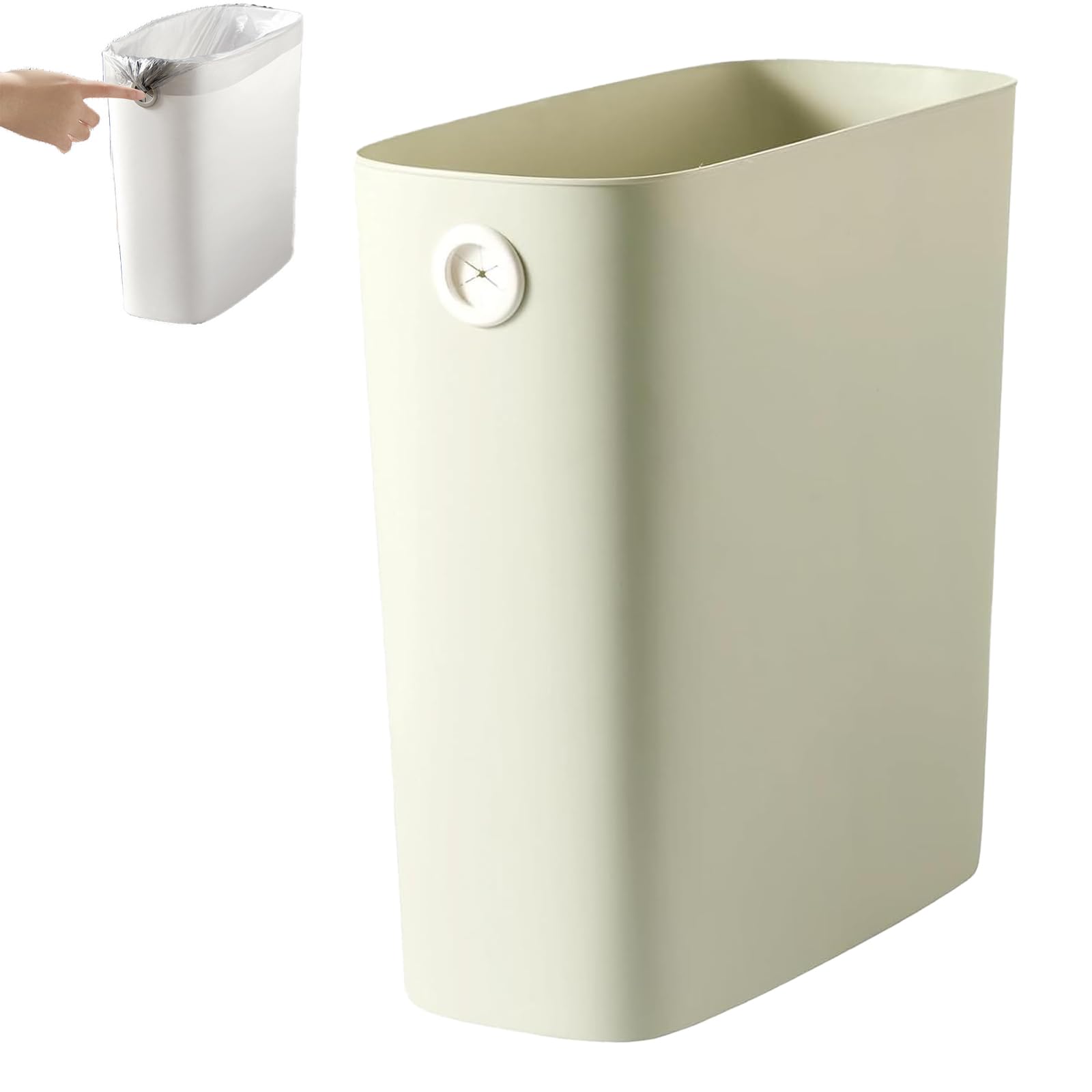 Bathroom Trash Can,Wastebasket,Slim Shape Plastic Rectangular Garbage Can with Trash Liner Holder for Bedroom,Kitchen,Living Room,Small Indoor Waste Basket, 1.8 Gallon(Green)