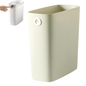 bathroom trash can,wastebasket,slim shape plastic rectangular garbage can with trash liner holder for bedroom,kitchen,living room,small indoor waste basket, 1.8 gallon(green)