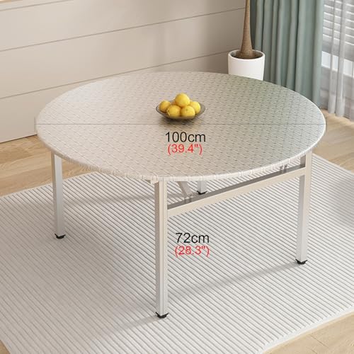 Round Work Table Thickened Stainless Steel Folding Metal Table Space Saving Home Commercial Preparation Table Party Table No Assembly Required Multifunctional Work Table(100x72cm)