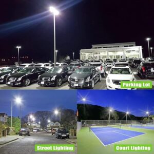 OPENLUX 4 Pack 320W LED Parking Lot Light with Photocell 48000LM LED Shoebox Pole Lights Slip Fit Mount Flood Lights UL Listed 5000K IP65 Outdoor Street Court Commercial Lighting AC 100-277V