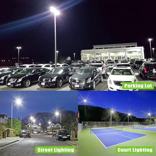 OPENLUX 10 Pack 320W LED Parking Lot Light with Photocell 48000LM LED Shoebox Pole Lights Slip Fit Mount Flood Lights UL Listed 5000K IP65 Outdoor Street Court Commercial Lighting AC 100-277V