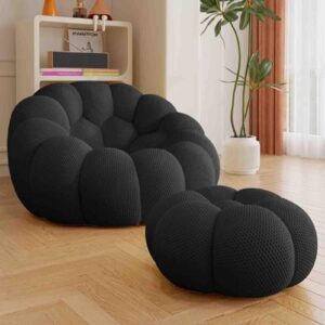 gjfgjqao 47" lazy floor sofa, upholstered bubble single floor sofa, ultra comfy fireside sofa chair, single leisure chair bring footstool, living room home football sand desi 2