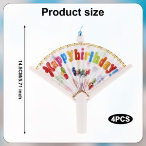 4pcs Novelty Fan Birthday Candles, Happy Birthday Candle Pop-up Surprise Birthday Candles Funny Cake Topper Candle Trick Candles for Party Supplies