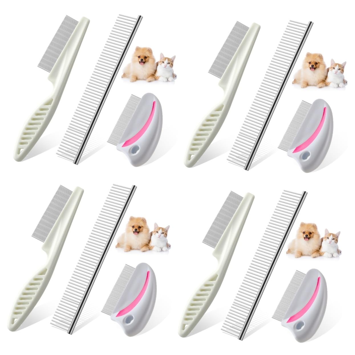 Mipcase 12 Pcs Pet Grooming Comb Set Cat Grooming Combs Angel Eyes for Dogs Indoor Cat Comb Cat Dematting Tools Dog Tear Stain Remover Pet Cat Pet Groom Tool Dog Eye Wipes Stainless Steel