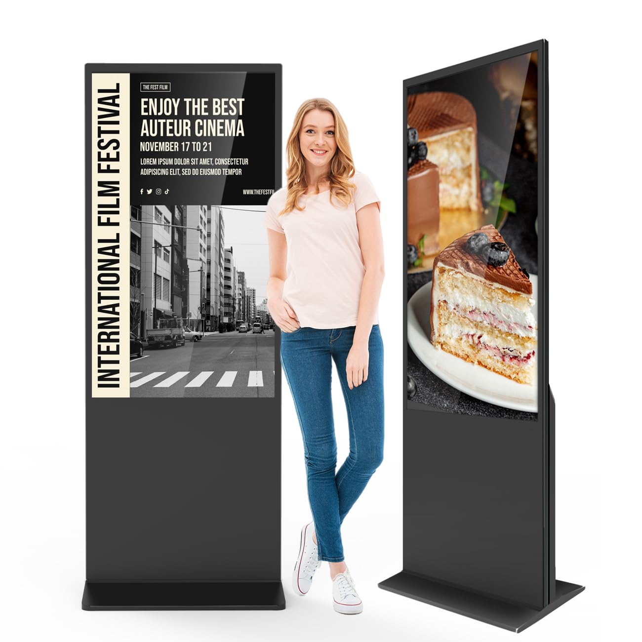 49 Inch Indoor Digital Signage Display Touch Screen Floor Standing Advertising Kiosk Android System with WiFi HDMI/USB Input Auto AD Player