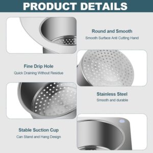 Stainless Steel Sink Drain Strainer Basket, 2024 New Multifunction Hanging Sink Strainer Colander Drain Basket, Kitchen Sink Food Waste Filter and Vegetables Fruits Clean (1, L)