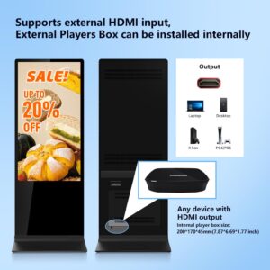 49 Inch Indoor Digital Signage Display Touch Screen Floor Standing Advertising Kiosk Android System with WiFi HDMI/USB Input Auto AD Player