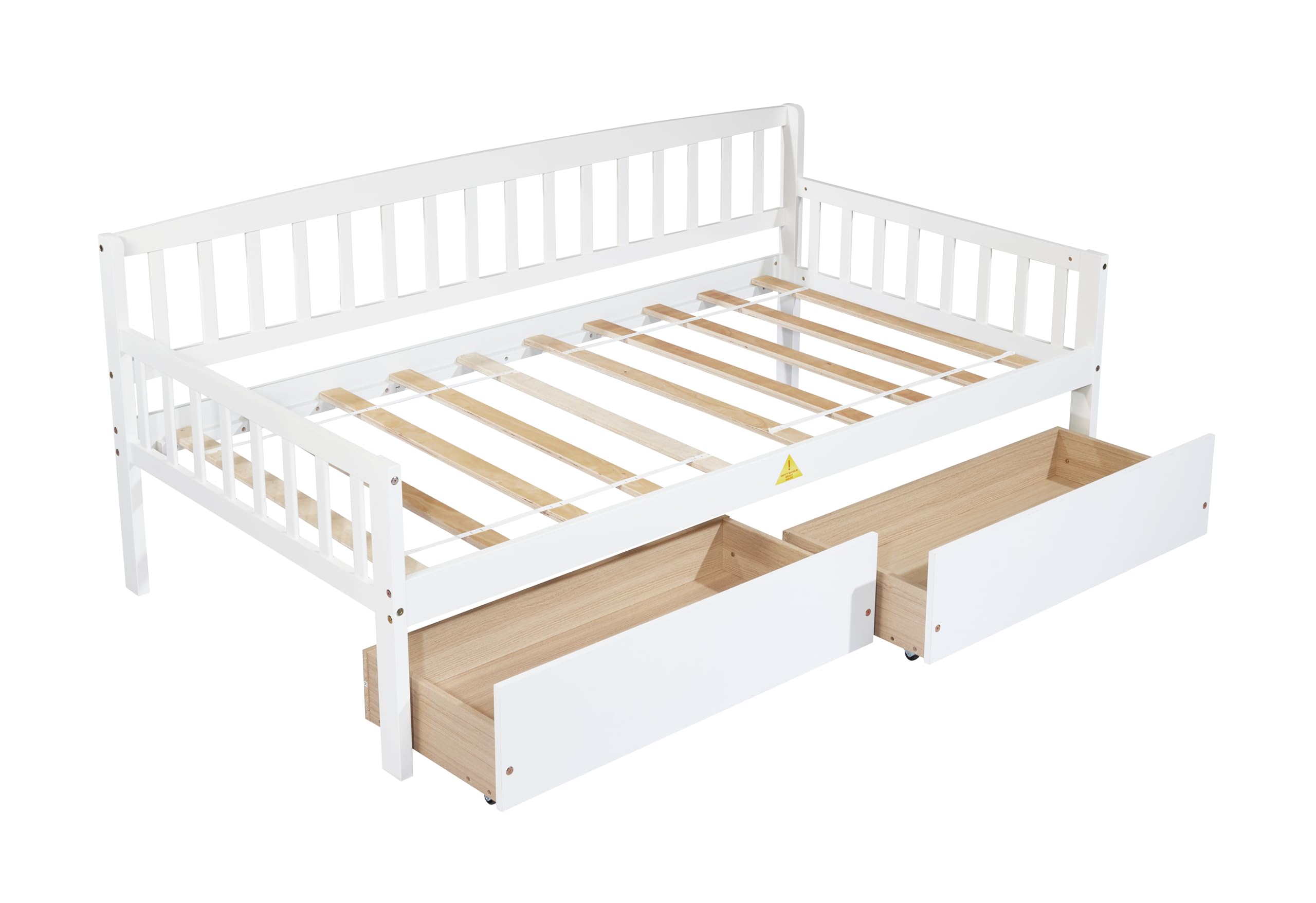 Twin Size Daybed Frame with Storage Drawers,Wood Day Bed Frame Twin Size,Daybed with Storage for Bedroom,Living Room,Kids Room, White