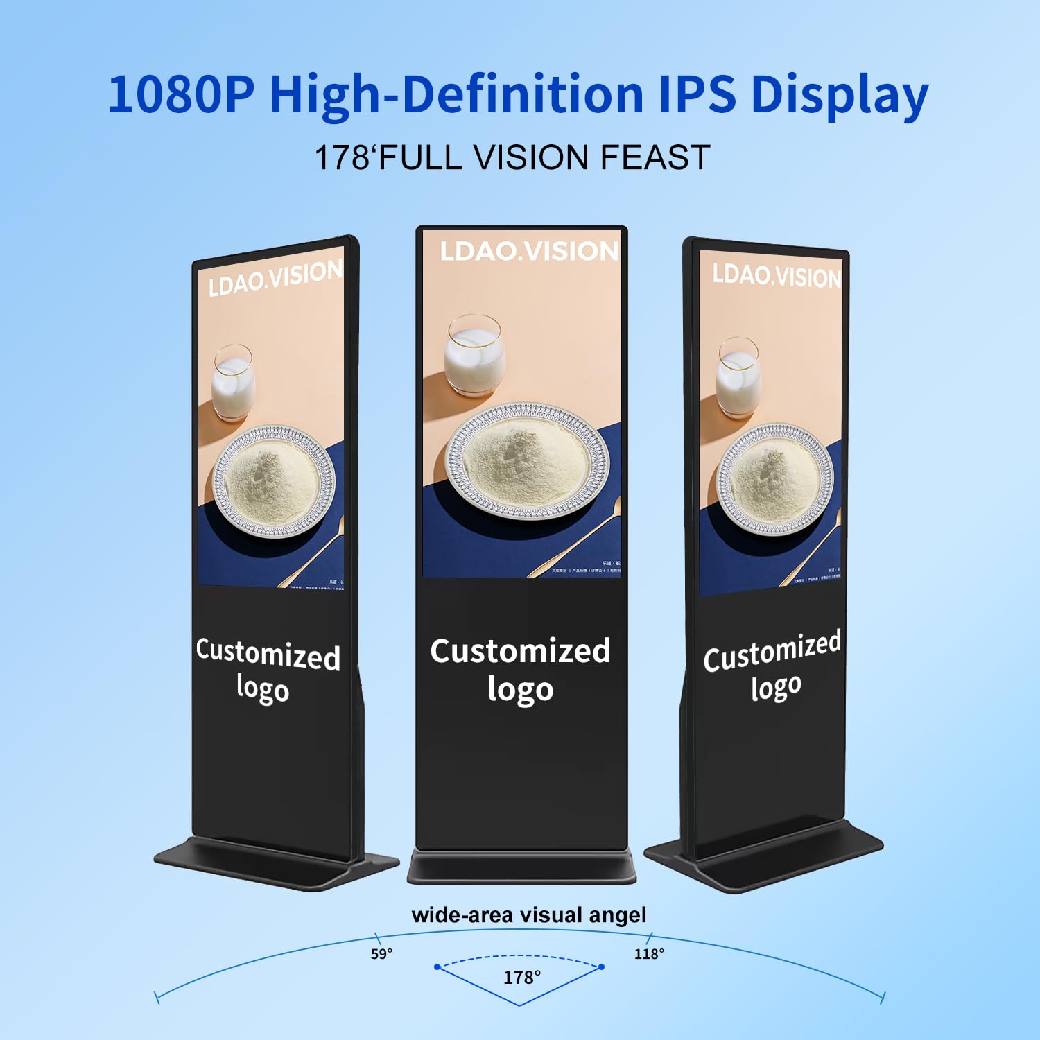 49 Inch Indoor Digital Signage Display Touch Screen Floor Standing Advertising Kiosk Android System with WiFi HDMI/USB Input Auto AD Player