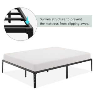 SUNNYFURN 14 Inch Queen Bed Frame - Queen Bed Frame Platform Metal - Metal Platform Bed Frame No Box Spring Needed Heavy Duty Bed Frame,Sturdy, Easy Assembly, Under Bed Storage - Black Queen Size