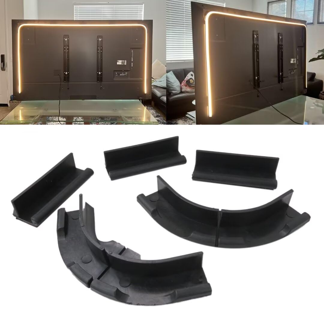 5Pcs 2024 Version Black Light Strip Mounting Bracket for Hue Play Gradient Lightstrip for Flat and Non Flat Back of TV