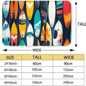 Surfboard Cartoon Graffiti Carpet, Cartoon Surfboard Carpet, Non-Slip mat Suitable for Kitchen Living Room Bedroom Decoration, Beach Surfboard Carpet, Fun Soft Bathroom mat 40x60inch