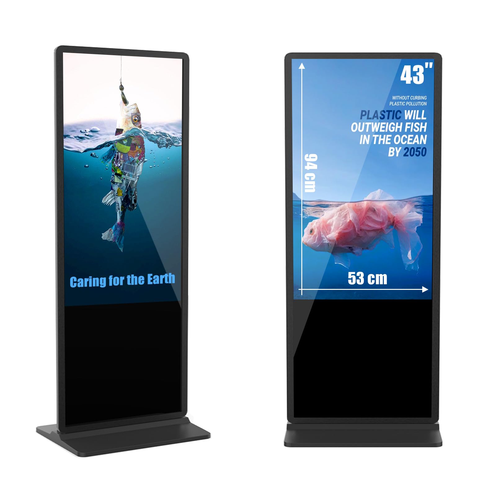 Interactive Touchscreen Monitor,Win10 Core i5 RAM 4G & ROM 128G,Floor Standing LCD Digital Signage,Commercial Interactive Advertising Display Screen,Digital Signage Kiosk Smart Board (Black, 43 Inch)