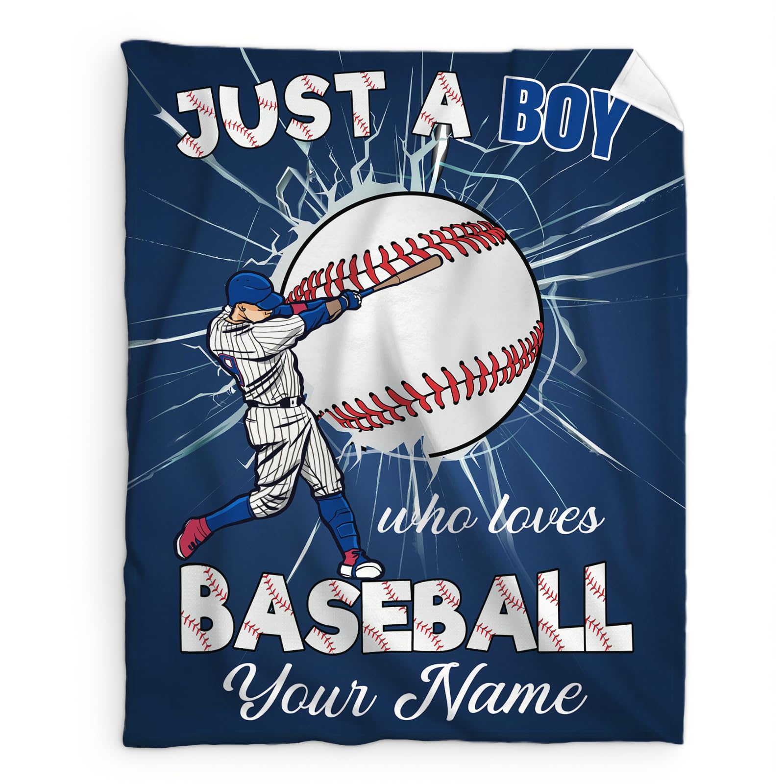 Customized Baseball Blanket, Personalized Blanket for Boys Age 4-6, Soft & Cozy Throw with Name for Kids Teens, 40 * 50 Inch Fuzzy Throws for Sofa Couch, Birthday for Baseball Lover