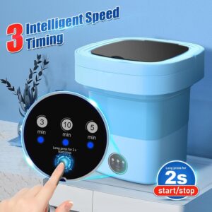 Portable Washing Machine with 3 Intelligent Cleaning Modes, 11L Mini Washer with Foldable Design, Mini Folding Washing for Travel, Camping, Apartment, Dorm, Baby Clothes, Socks, Underwear