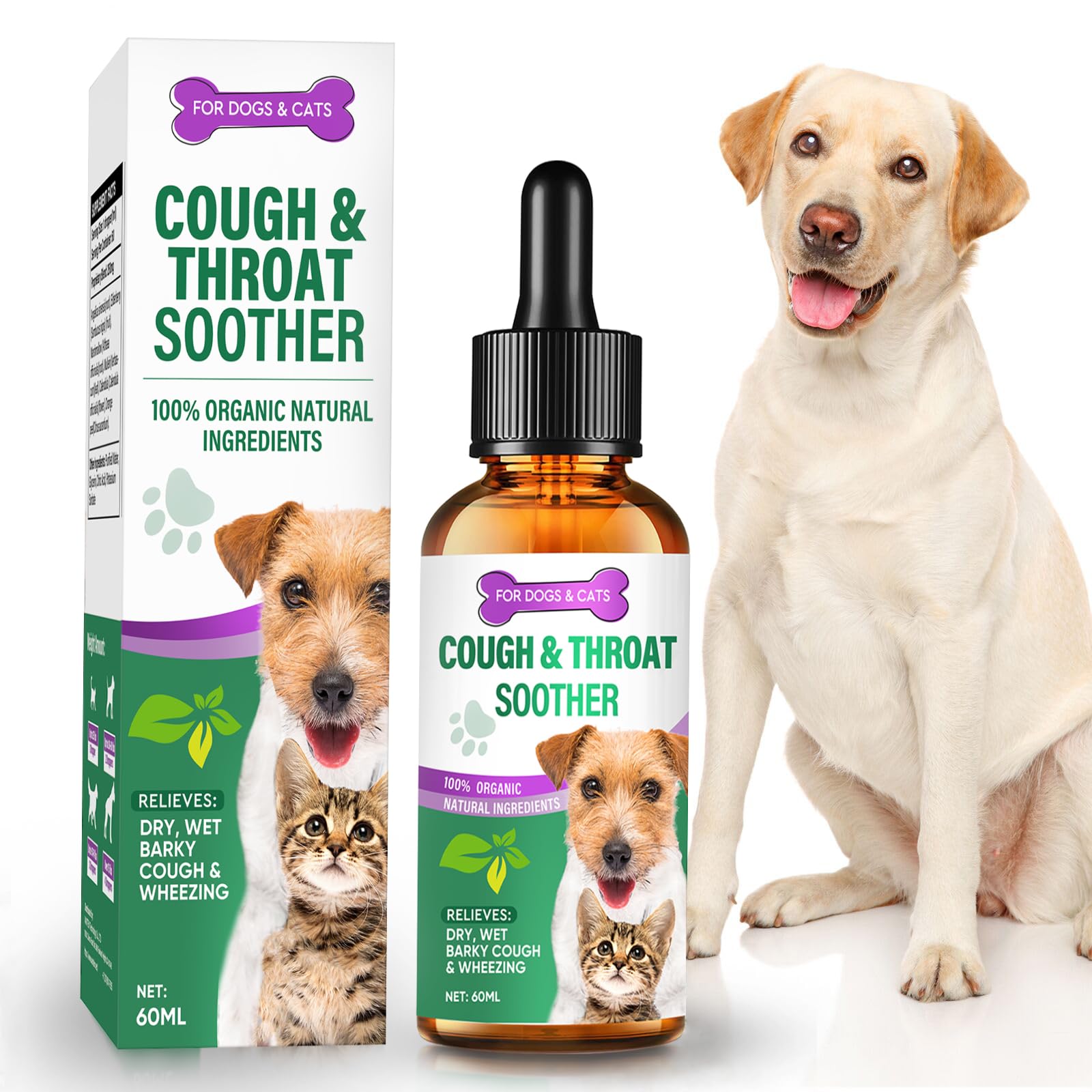 Dog Cough Treatment, Dog Allergy Relief Supplement for Suppress Allergy, Dry, Wet & Barky Cough for Dogs