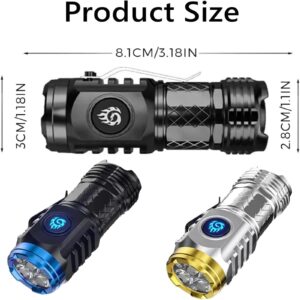 Namageer Springmart Mini Flashlight,Spring Mart Flashlight,2024 New Three-Eyed Monster Mini Flash Super Power Flashlight,Thumb Sized Flashlight, Small Flashlights Powerful Led Flashlight (Black)