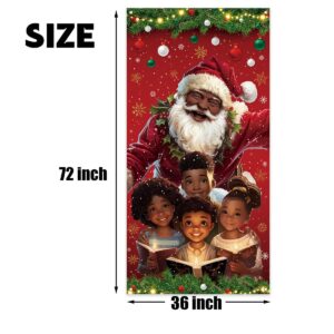 African American Christmas Door Cover Black Santa Claus Banner Black African American Christmas Decor Merry New year Xmas Decor Christmas Decorations for Home Party