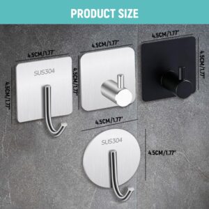 jitaty Wall Hooks for Hanging,Stainless Steel Towel Hooks for Bathrooms Kitchen,Adhesive Hooks for Walls No Damage,Waterproof Shower Hooks for Inside,Heavy Duty Shower Coat Hook (A-12PC)