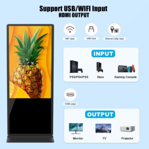 Interactive Touchscreen Monitor,Win10 Core i5 RAM 4G & ROM 128G,Floor Standing LCD Digital Signage,Commercial Interactive Advertising Display Screen,Digital Signage Kiosk Smart Board (Black, 43 Inch)