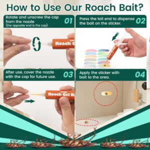 Roach Bait & Killer, 2 Pack Large Capacity Cockroach Gel Bait for Indoor Nest Elimination, Ready to Use, No-Mess Control Gel with Stickers, Ideal for Hidden Areas Household Pest Control(20g Each)