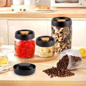 ANGAUSS Coffee Vacuum Container Mason Jars: Food Coffee Bean Storage Containers with Lids Airtight, Plastic Wide Mouth Mason Jars Vacuum Sealer, Manual Vacuum Extraction Sealed Tank, 800ml