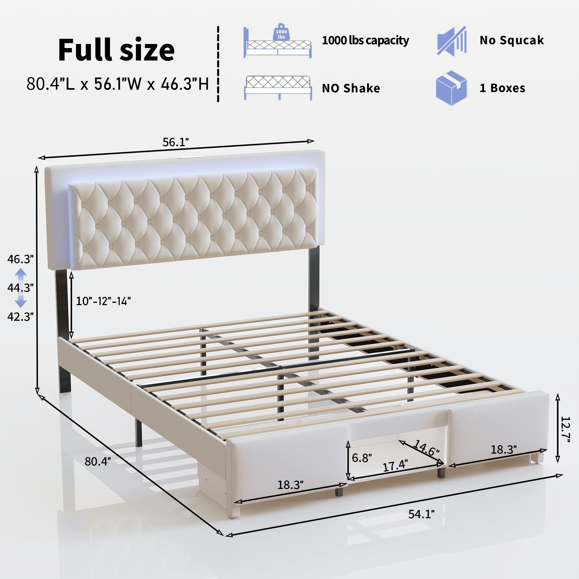 XEPAMU Bed Frame Full, Full Size Bed Frame with LED Lights Headboard and Charging Station, Full Size Bed Frame with Storage Cabinets, Sliding Barn Door/Noiseless/No Box Spring Needed/Metal Support