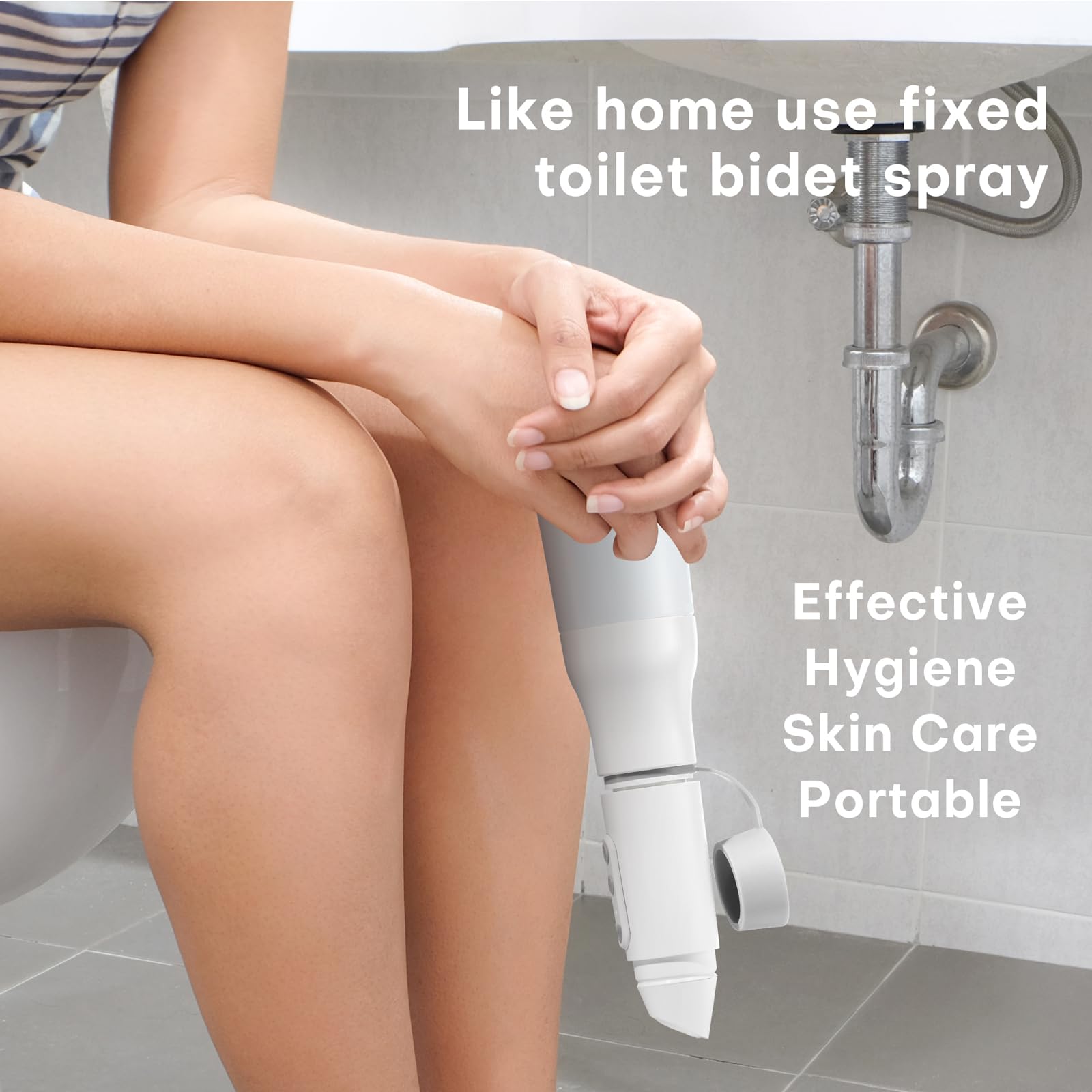 MLOAS Portable Bidet for Travel, Portable Handheld Personal Hygiene Refresher Toilet Butt Cleaner, Bidet Bottle with 3 Water Pressure for Women and Men(White, 10.2oz)