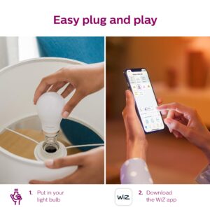 PHILIPS 60-Watt Equivalent A19 LED Daylight (5000K) Smart Wi-Fi Light Bulb Powered by WiZ with Bluetooth (4-Pack)