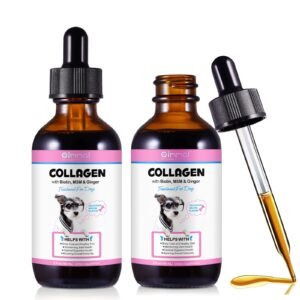 2pack collagen for dogs,liquid collagen for dogs,collagen supplement for dogs,collagen boost for dogs with biotin, msm & ginger,delicious bacon flavor,2 fl oz