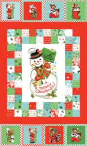 jingle bells a merry christmas quilt cotton fabric panel - lindsay wilkes of the cottage mama - riley blake #p14838-24" x 43" fabric panel