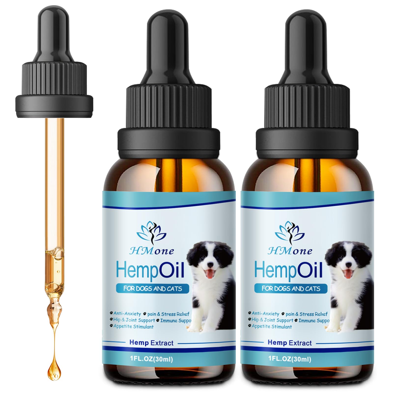 (2PACK) Hemp Oil for Dogs and Cats - Helps Pets with Anxiety, Stress Relief and Sеizures - Arthritis Hip Joint Pain Relief - Hemp Calming Drops Sleep Aid for Dogs